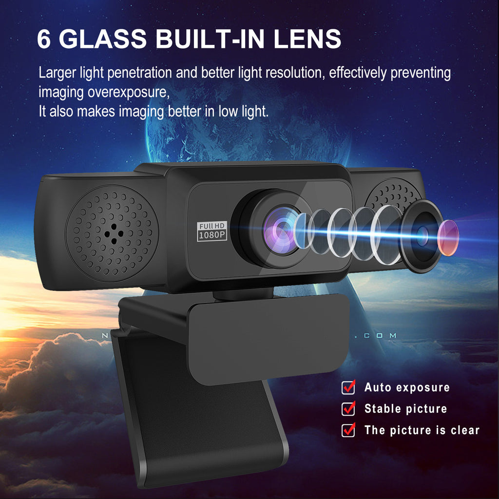 1080P Full HD 360° Rotatable Webcam with Auto Focus