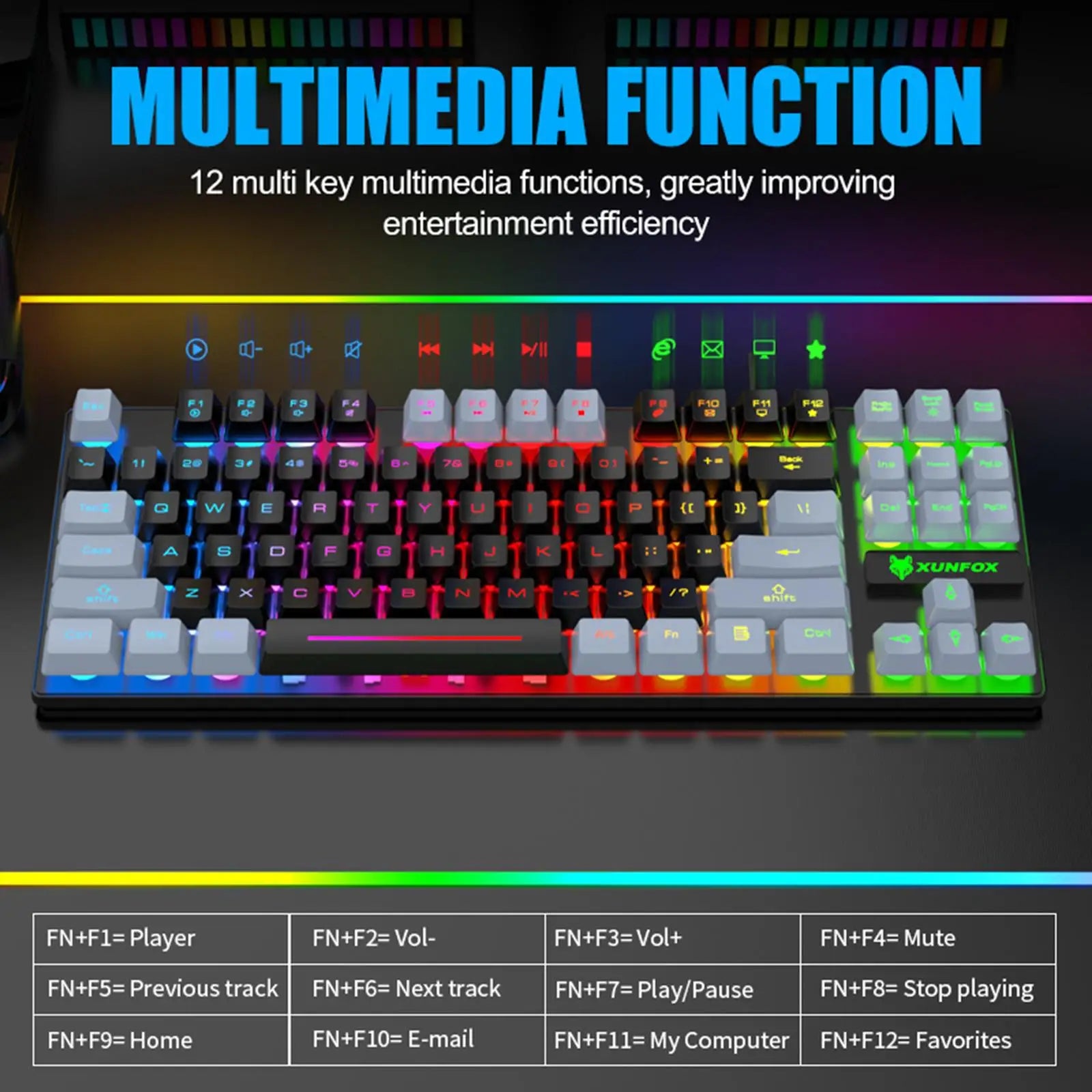 87-Key LED Backlit Gaming Keyboard