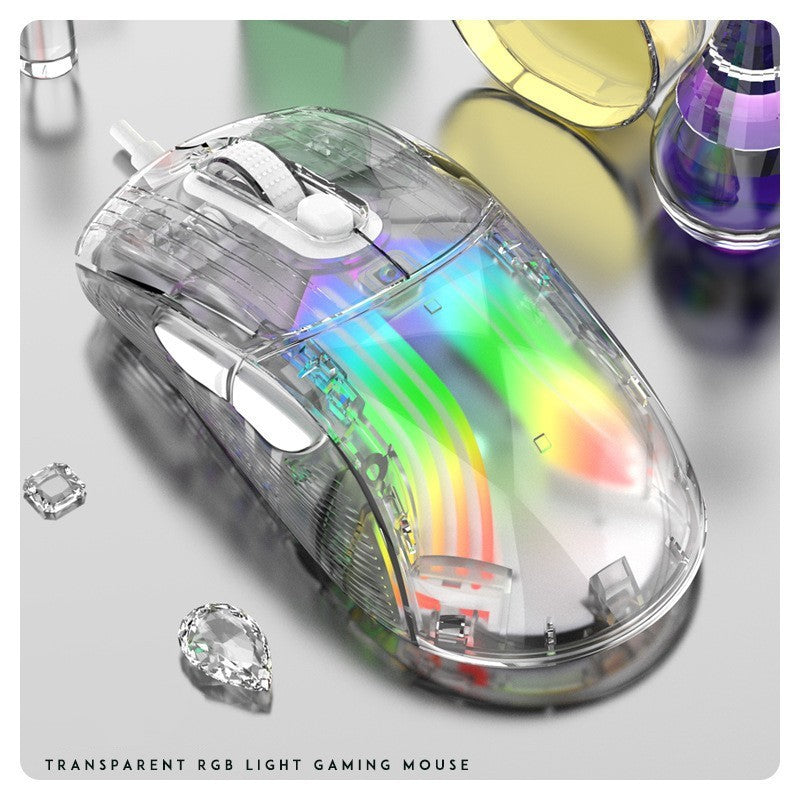 Transparent RGB Wireless Bluetooth Gaming Mouse — Silent & Luminous