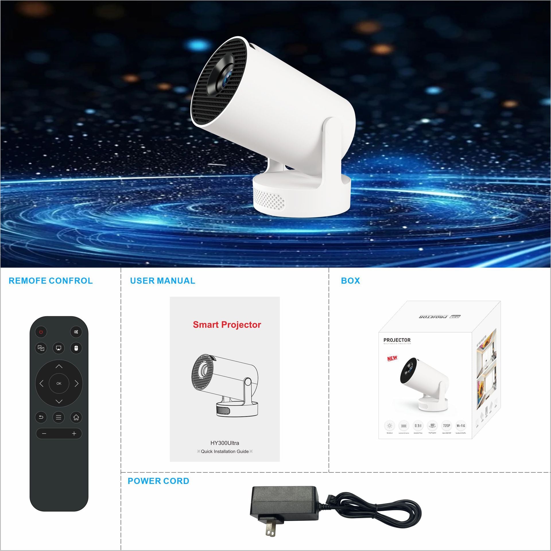 HY300 Ultra Portable Smart Projector with Android & WiFi