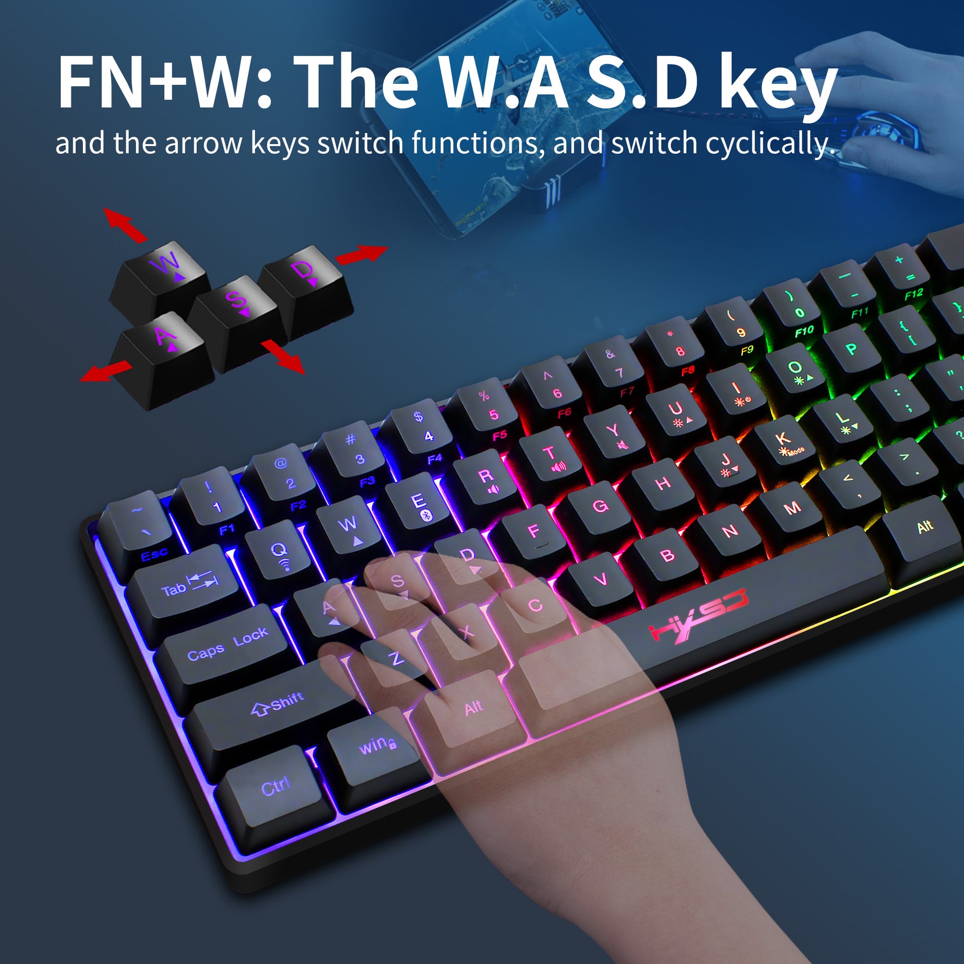 61-Key Bluetooth Wireless RGB Keyboard