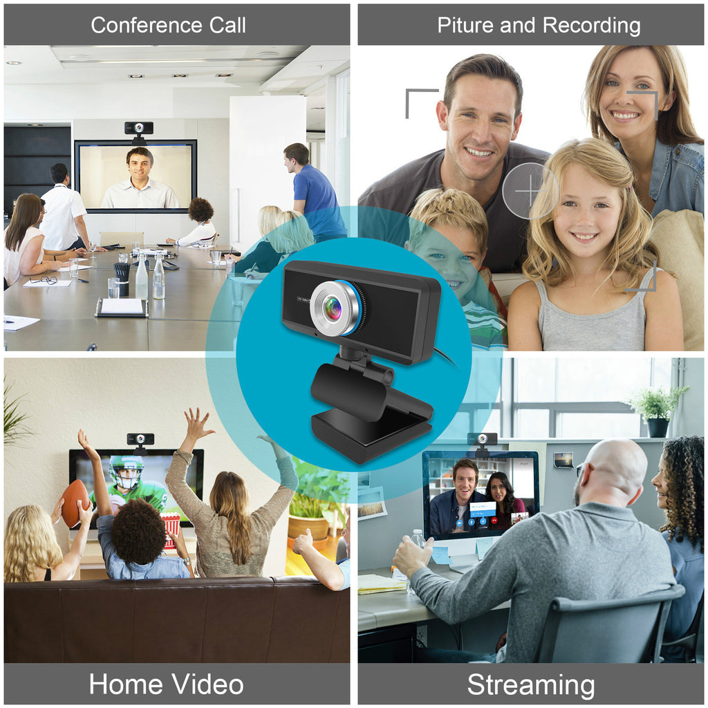 HD 1080P USB Webcam with Built-In Microphone