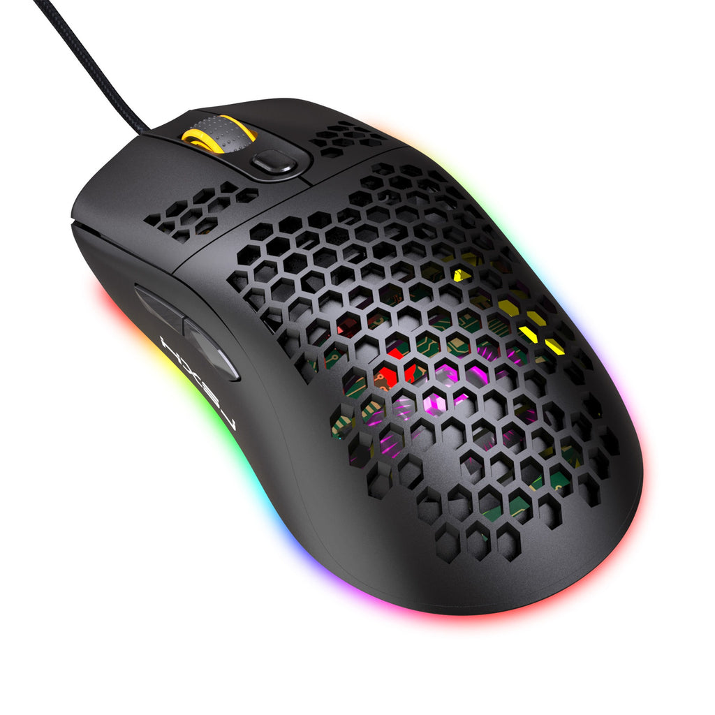 RGB Hollow Honeycomb Gaming Mouse with Adjustable DPI
