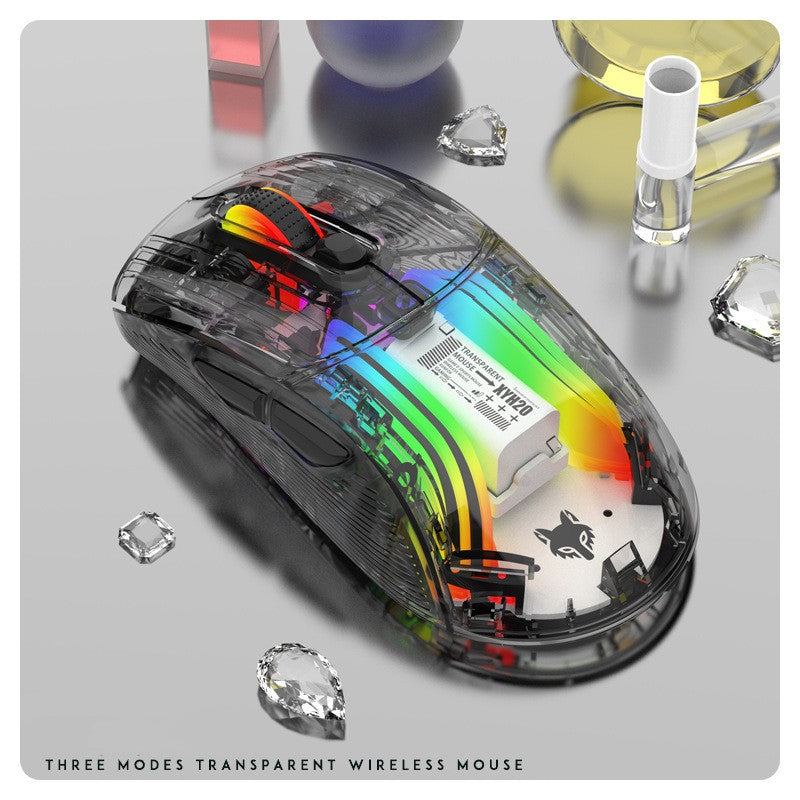 Transparent RGB Wireless Bluetooth Gaming Mouse — Silent & Luminous