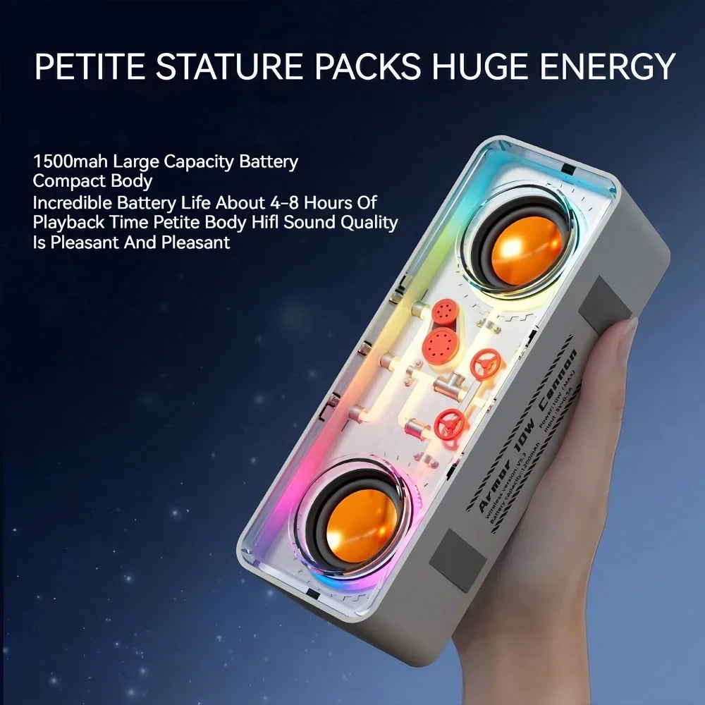 PUNK Transparent Dual Wireless Bluetooth Speaker with Bass Vibro-Sound