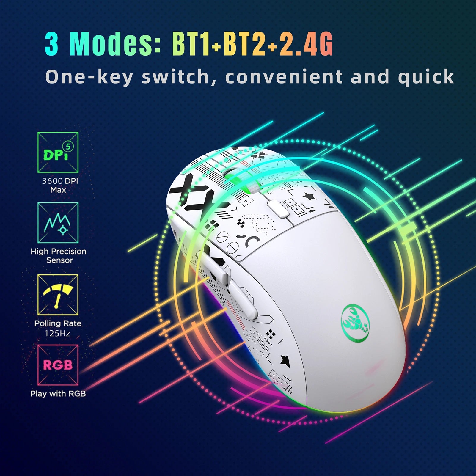 HXSJ T90 2.4G Wireless RGB Gaming Mouse