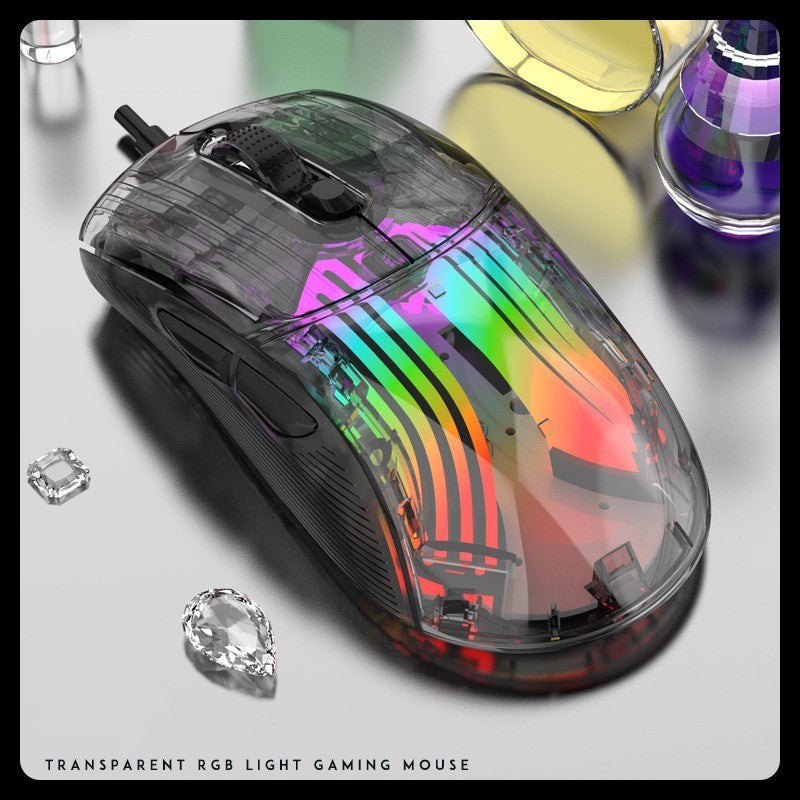 Transparent RGB Wireless Bluetooth Gaming Mouse — Silent & Luminous