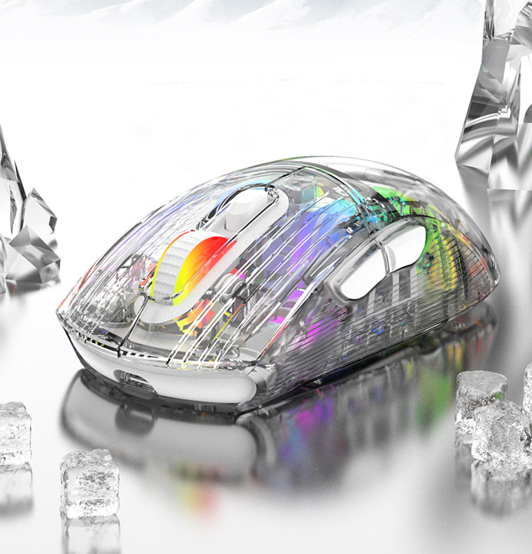 Transparent RGB Wireless Bluetooth Gaming Mouse — Silent & Luminous