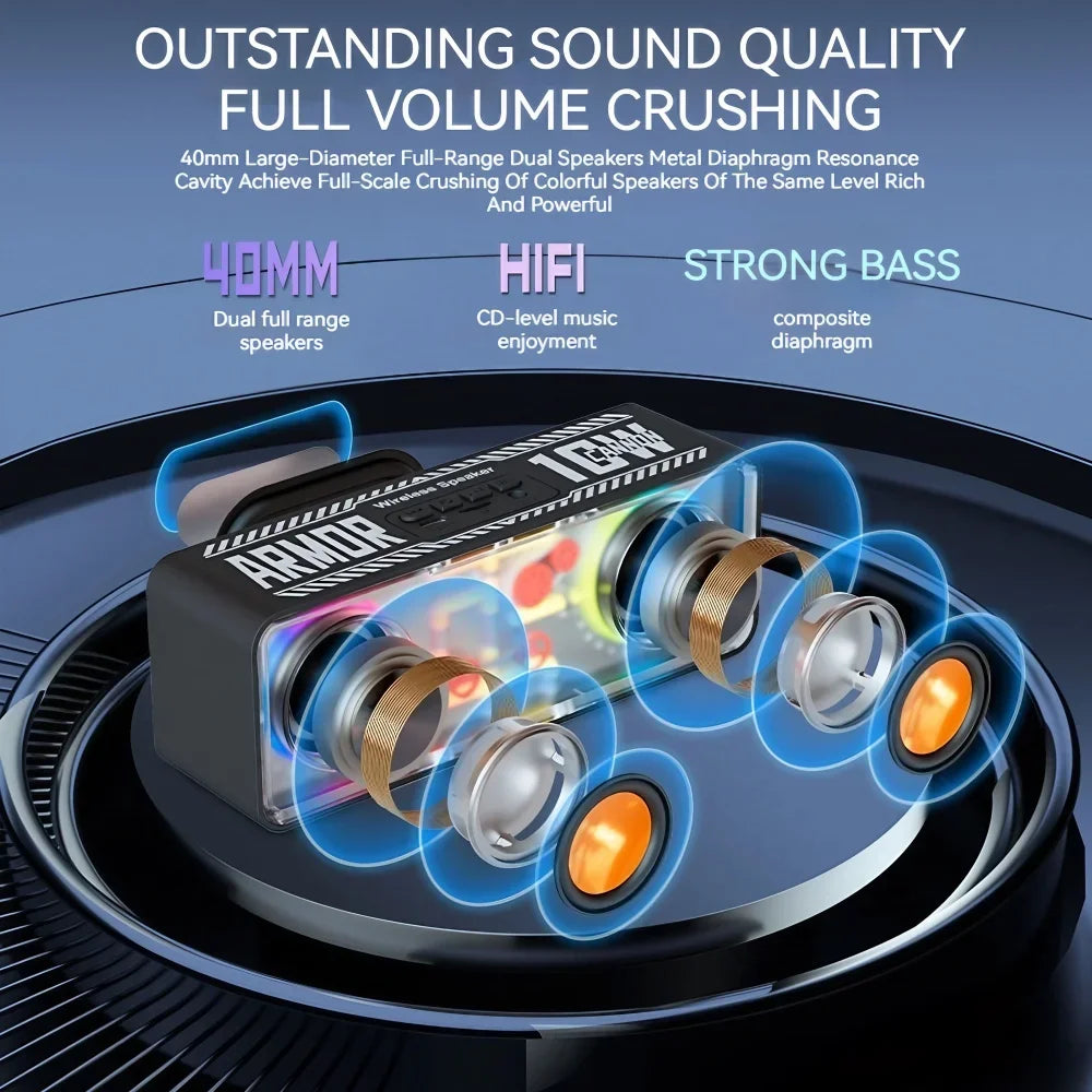 PUNK Transparent Dual Wireless Bluetooth Speaker with Bass Vibro-Sound