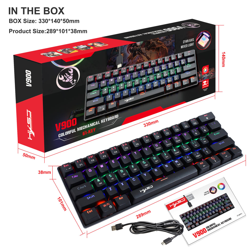 61-Key RGB Mechanical Gaming Keyboard — Wired Blue Switch
