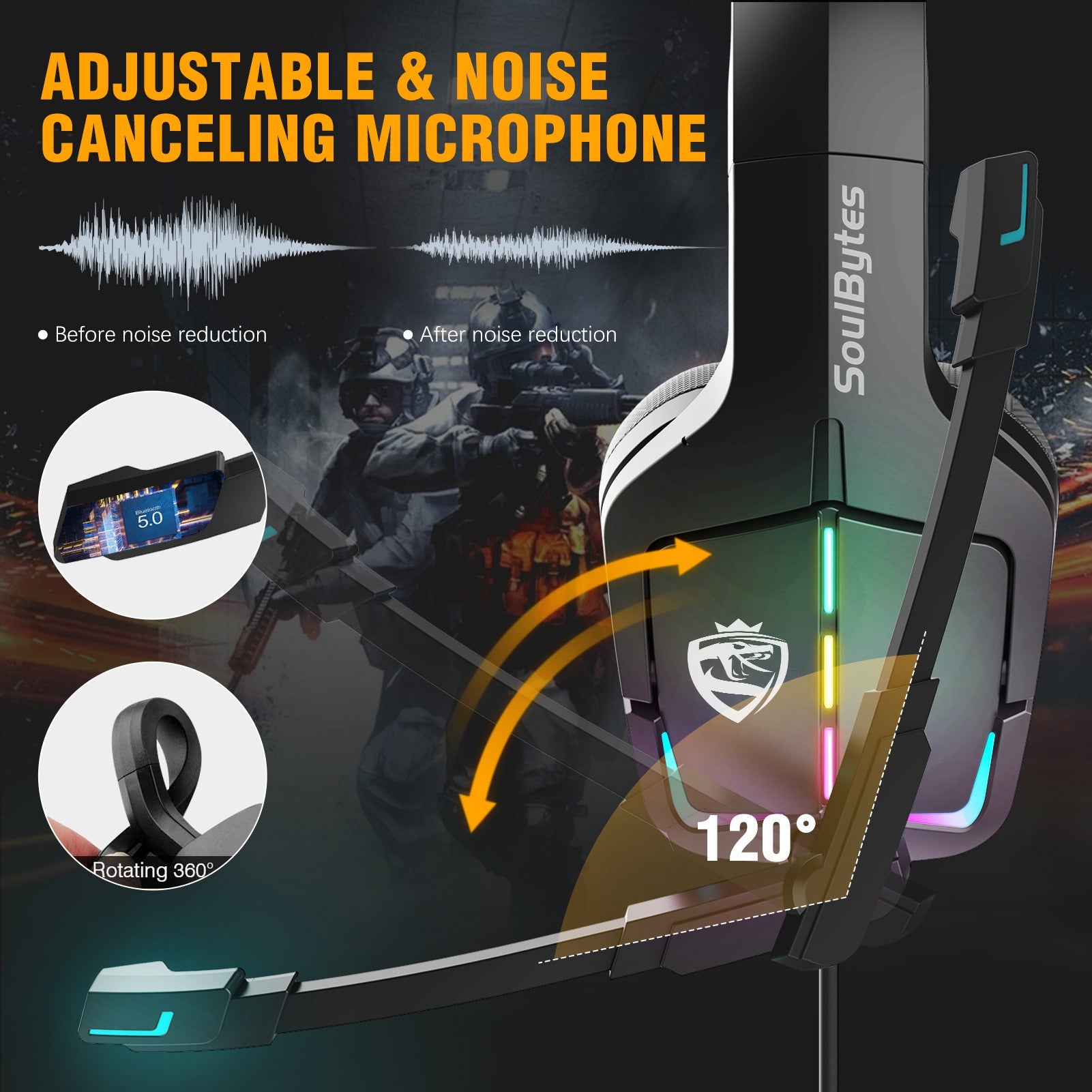S12 Wired RGB Gaming Headset for PC & PS4