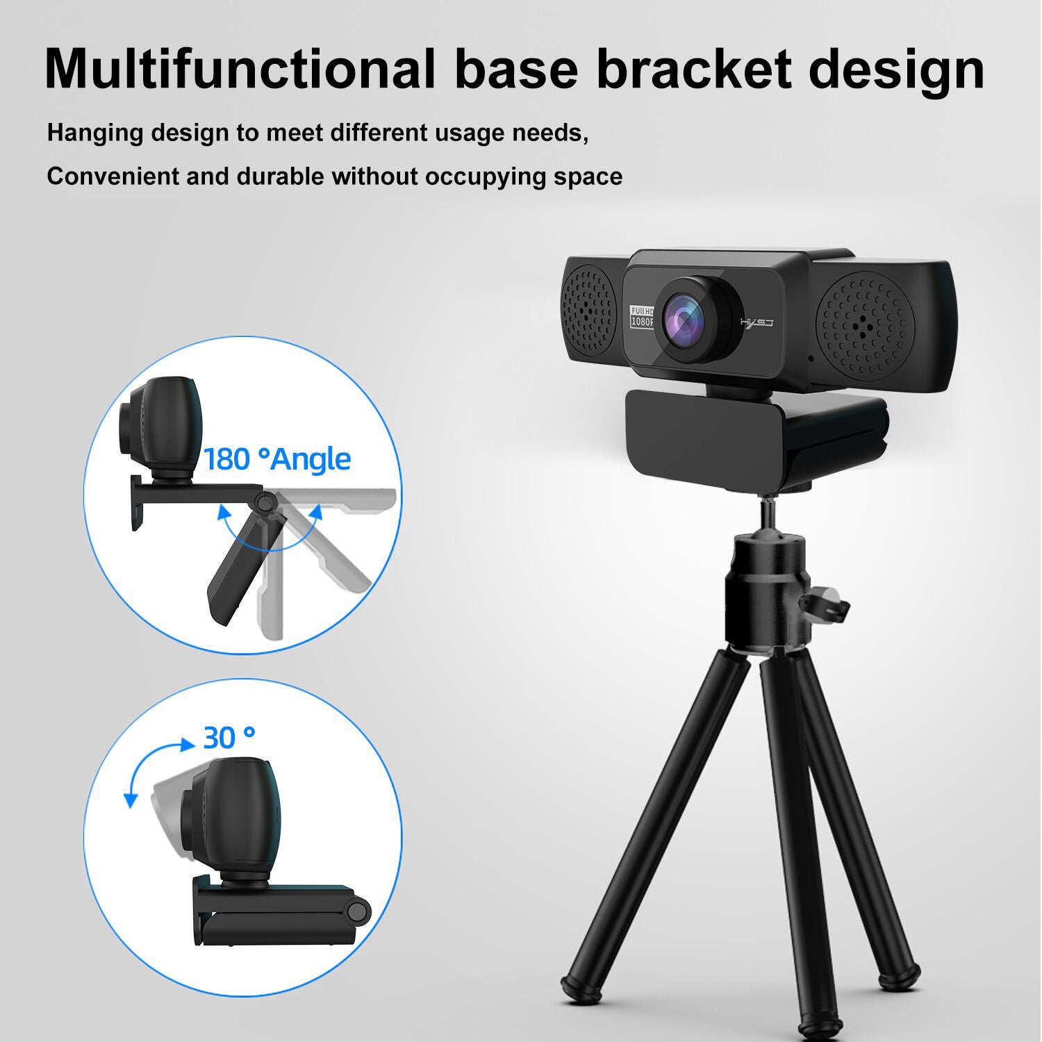 1080P Full HD 360° Rotatable Webcam with Auto Focus
