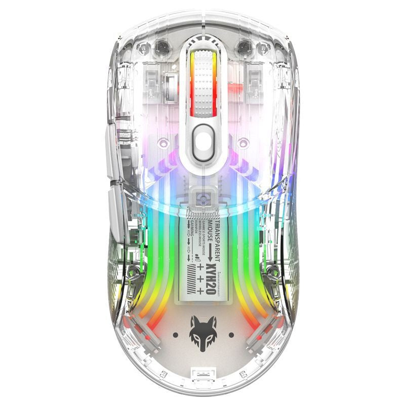 Transparent RGB Wireless Bluetooth Gaming Mouse — Silent & Luminous