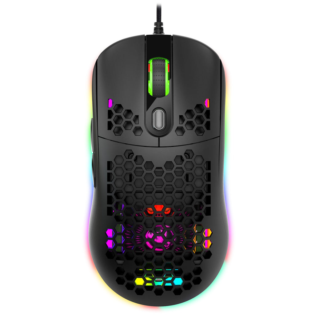 RGB Hollow Honeycomb Gaming Mouse with Adjustable DPI
