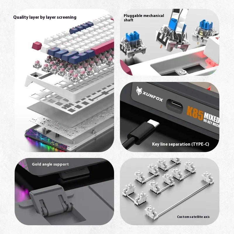 XUNFOX K85 96-Key RGB Mechanical Gaming Keyboard