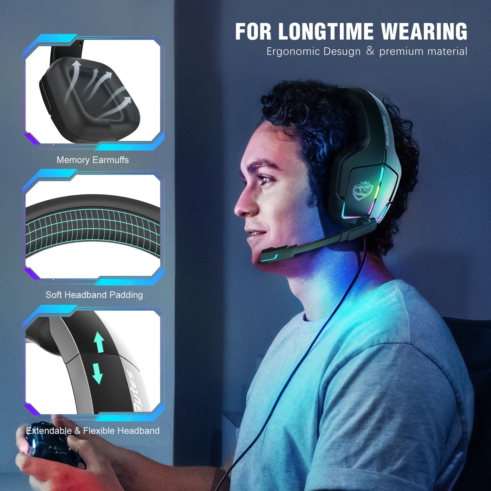 S12 Wired RGB Gaming Headset for PC & PS4