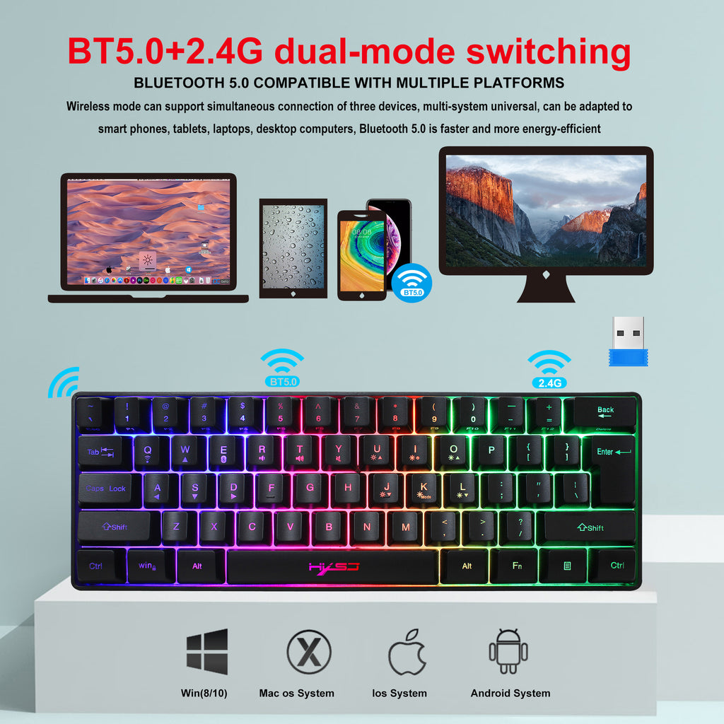 61-Key Bluetooth Wireless RGB Keyboard