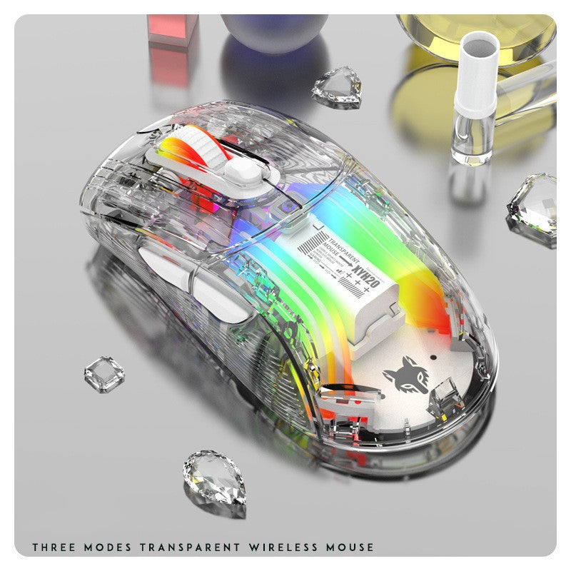 Transparent RGB Wireless Bluetooth Gaming Mouse — Silent & Luminous