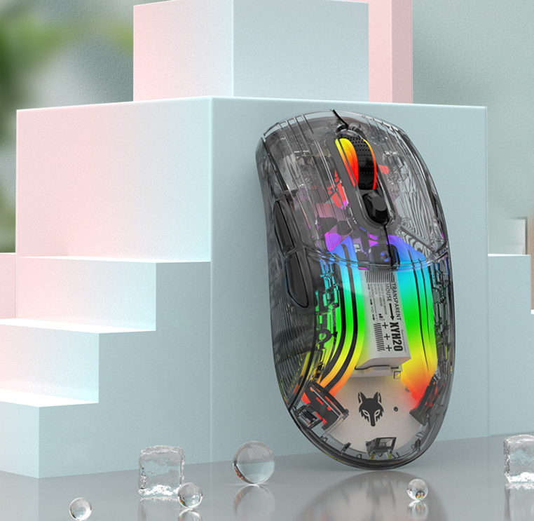 Transparent RGB Wireless Bluetooth Gaming Mouse — Silent & Luminous