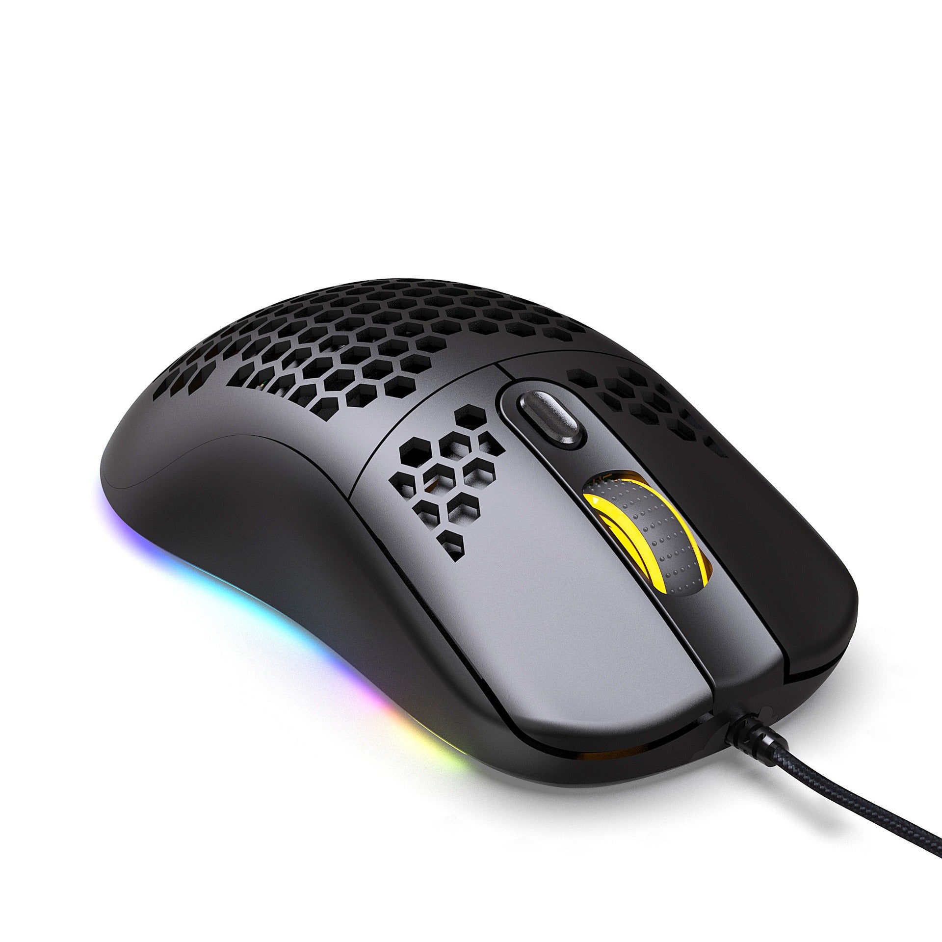 RGB Hollow Honeycomb Gaming Mouse with Adjustable DPI