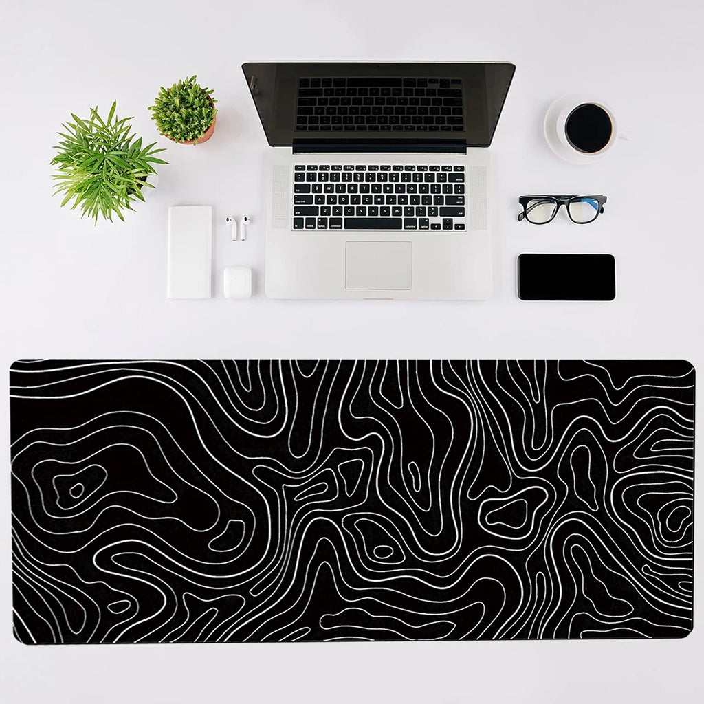 Large Topographic Gaming Mouse Pad — 31.5 x 11.8in Extended Desk Mat
