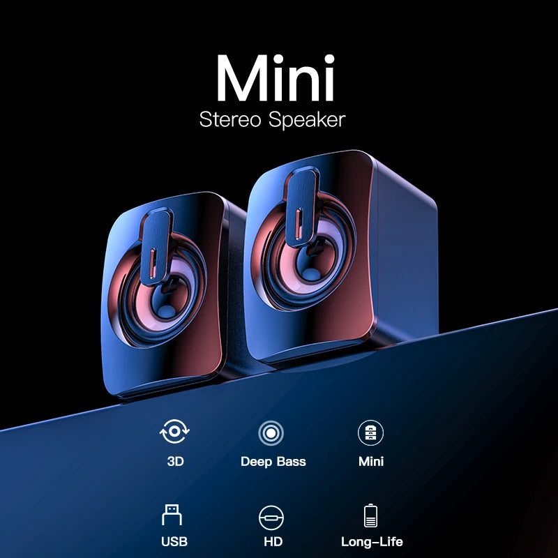 Mini USB Wired Computer Speaker — 3D Stereo Surround Sound for PC & Laptop